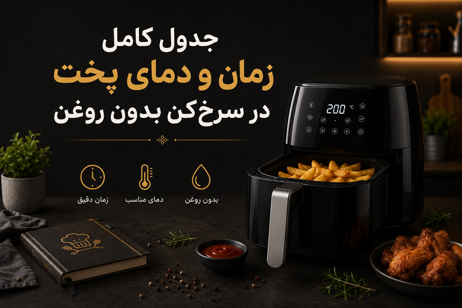 جدول کامل زمان و دمای پخت در سرخ‌کن بدون روغن؛ راهنمای پخت انواع غذا