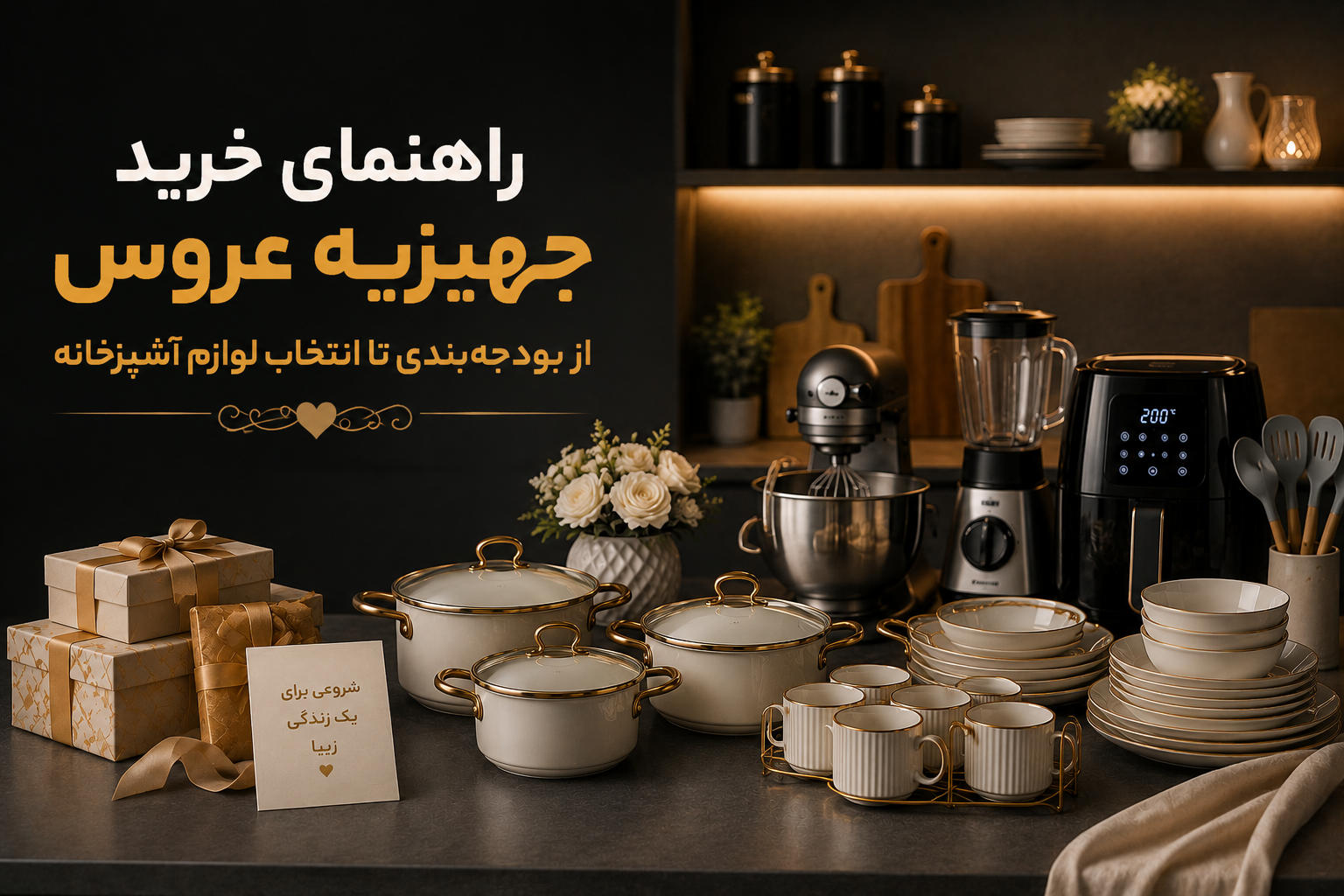 راهنمای کامل خرید جهیزیه عروس؛ از تعیین بودجه و تهیه چک لیست جهیزیه تا انتخاب لوازم آشپزخانه